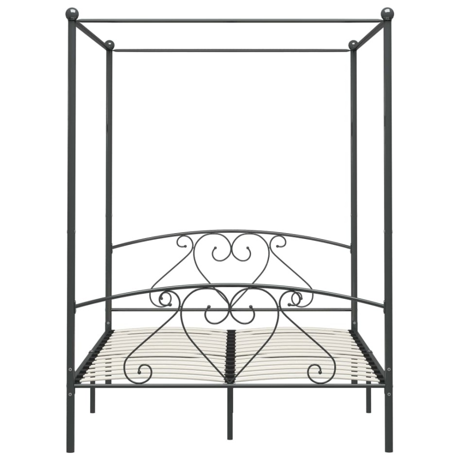 Estructura de cama con dosel metal gris 160x200