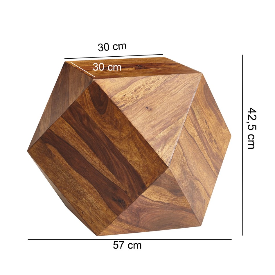 Mesita de madera maciza 57 x 42,5 x 57 cm