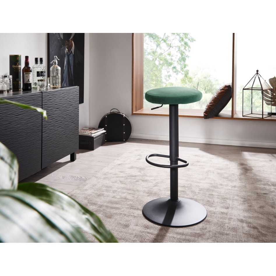 Taburete de bar de terciopelo verde sin respaldo 58 - 79 cm