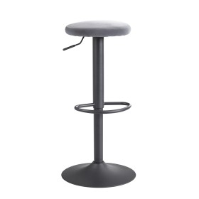 Taburete de bar de terciopelo gris oscuro sin respaldo 58 - 79 cm