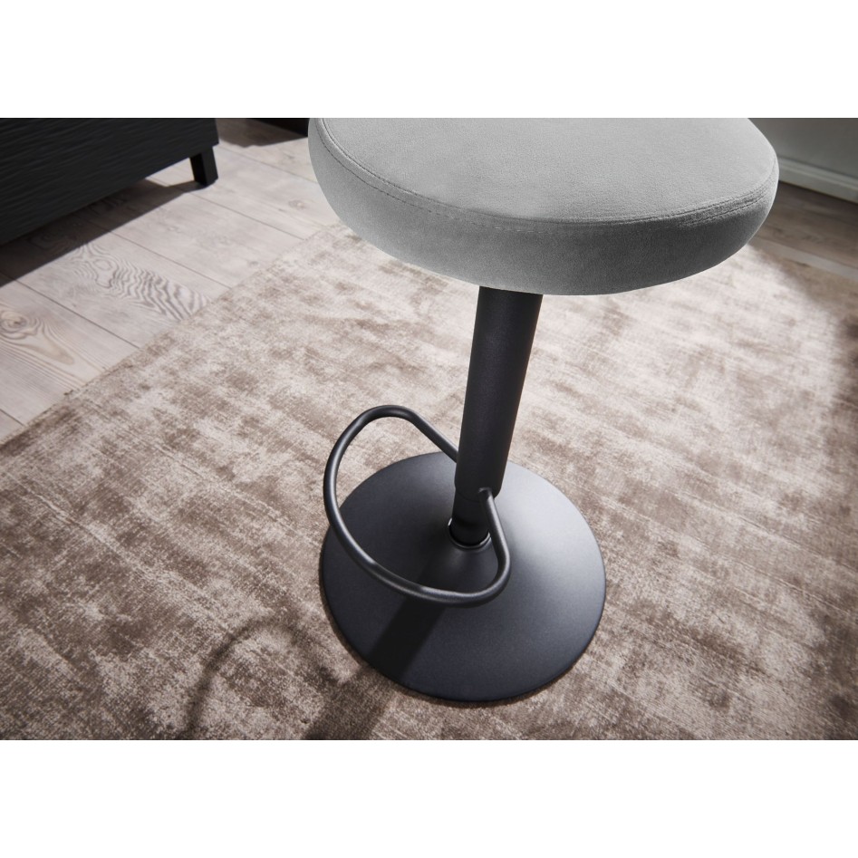 Taburete de bar de terciopelo gris oscuro sin respaldo 58 - 79 cm