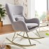 Mecedora de terciopelo / metal gris claro 74x101x89 cm con patas doradas 