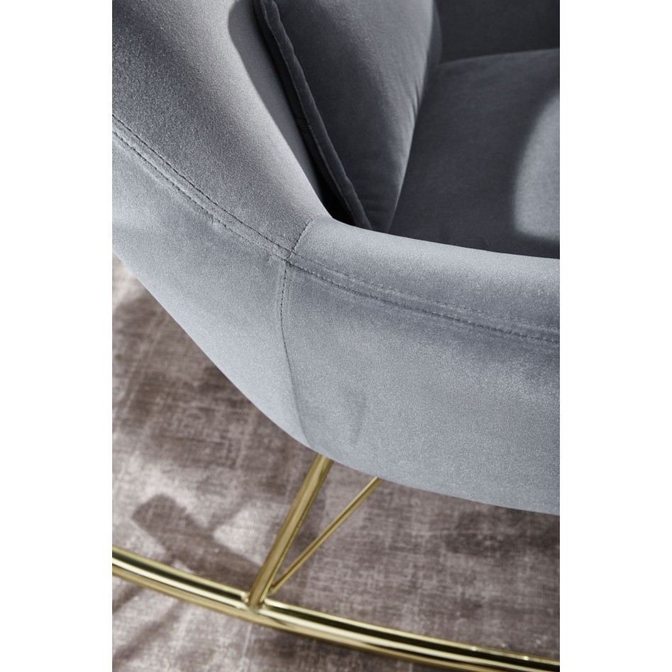 Mecedora  de terciopelo / metal gris oscuro 74x101x89 cm 