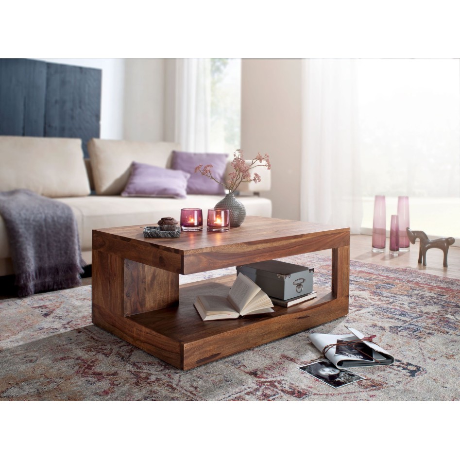 Mesa de centro de madera maciza de  90 x 60 x 40 cm 