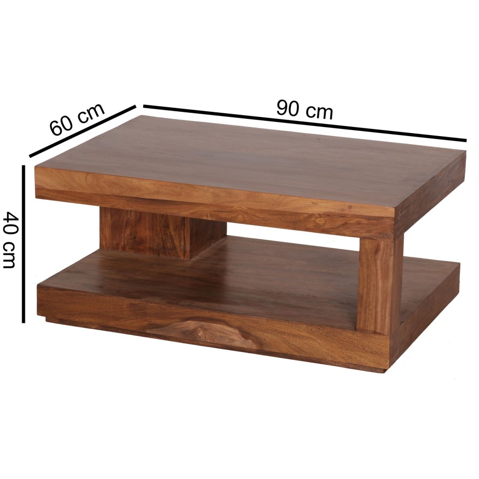 Mesa de centro de madera maciza de  90 x 60 x 40 cm 