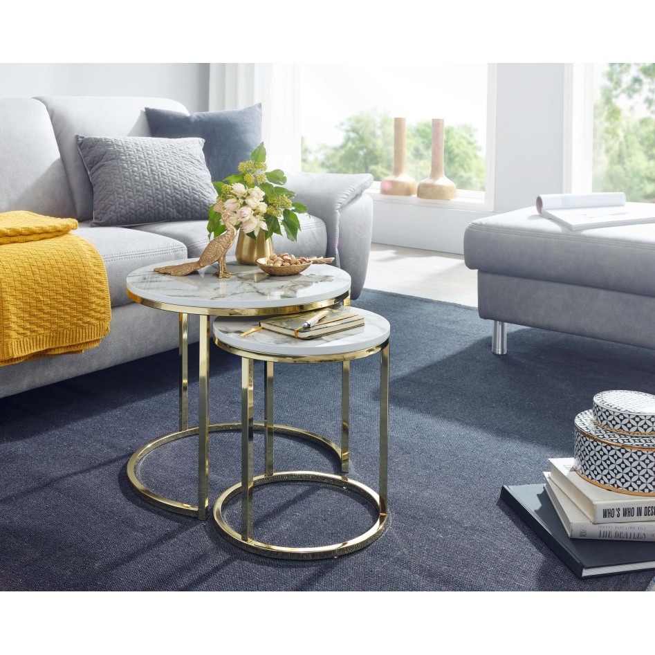 Mesa de centro estructura de mesa de 2 piezas metal dorado