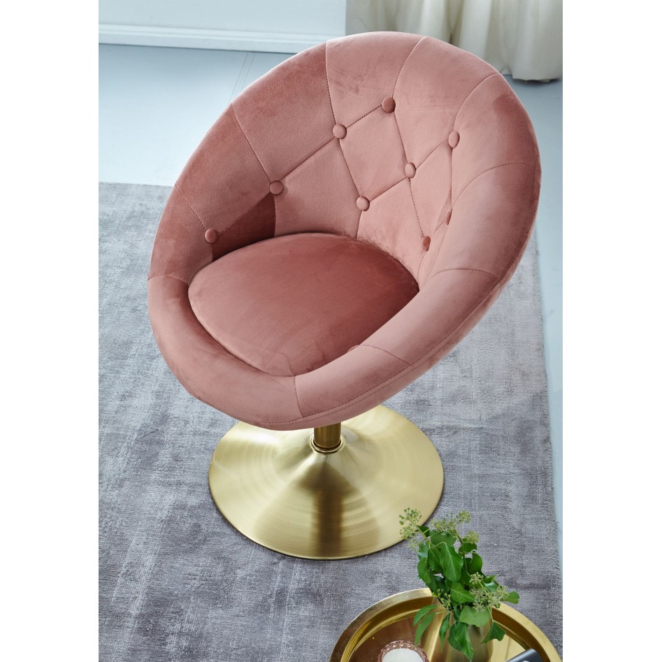 Silla  terciopelo rosa / dorado  giratoria 