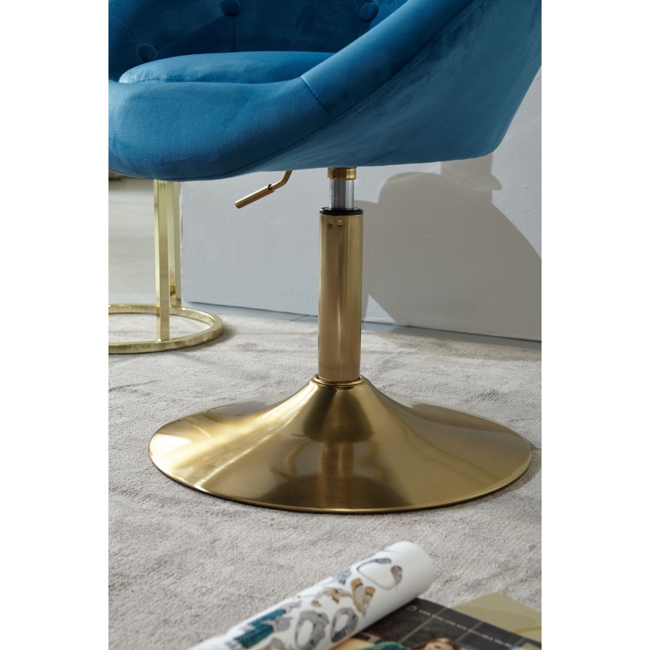 Silla  terciopelo azul / dorado giratoria