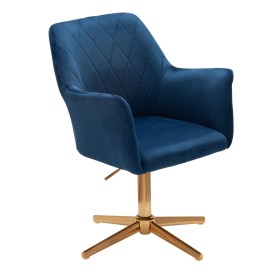 Silla de escritorio giratoria de terciopelo azul oscuro con respaldo