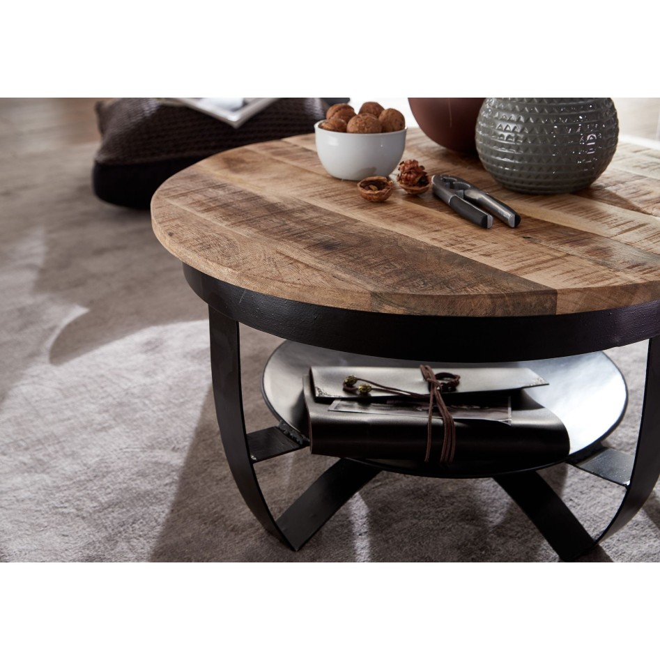 Mesita de madera de mango / metal 60x34x60 cm 