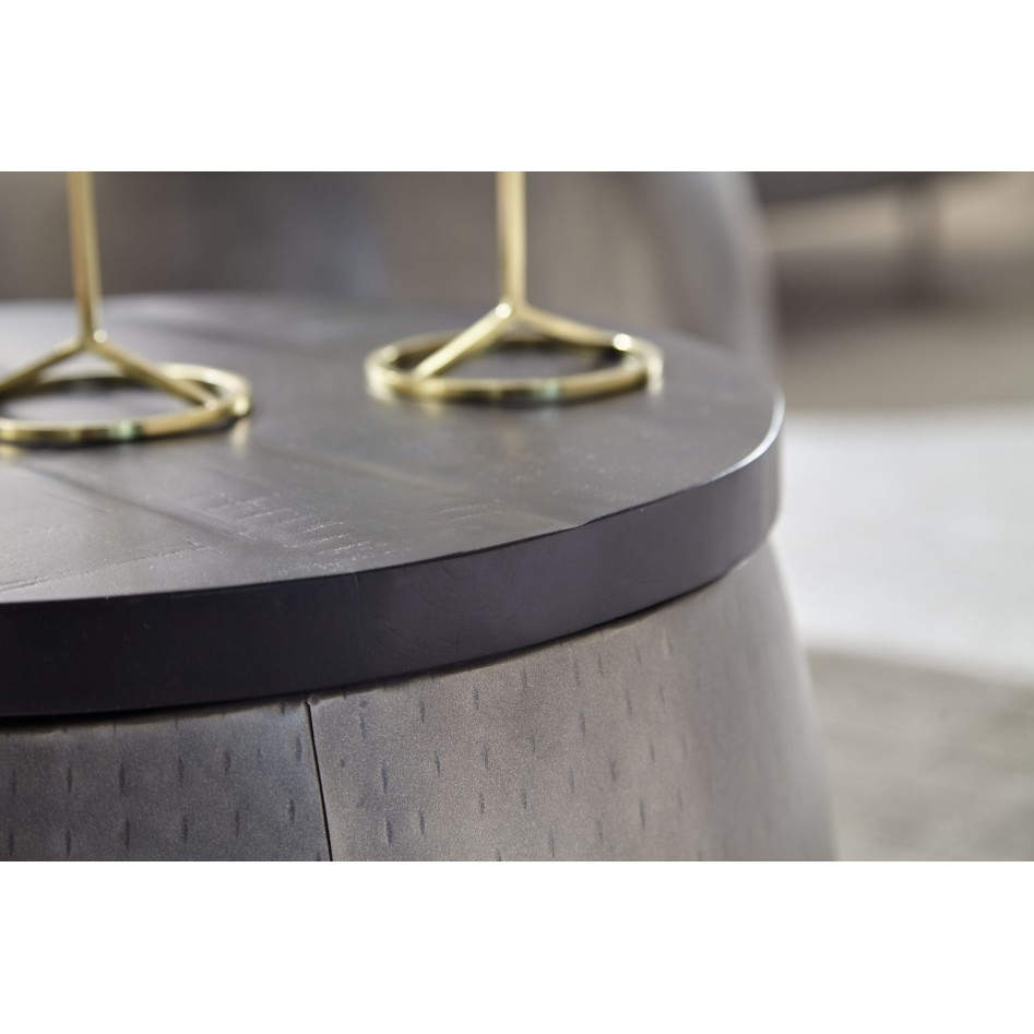 Mesas nido de madera maciza de mango redondo plateado