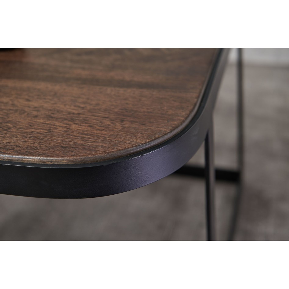 Juego de 2 mesas de centro de madera maciza de mango