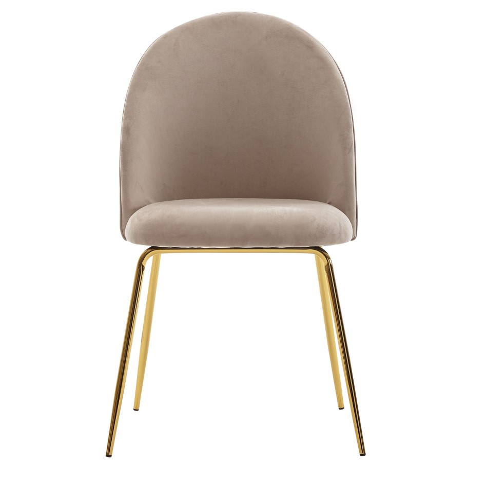 Juego de sillas de comedor de diseño de 2 terciopelo beige tapizado 