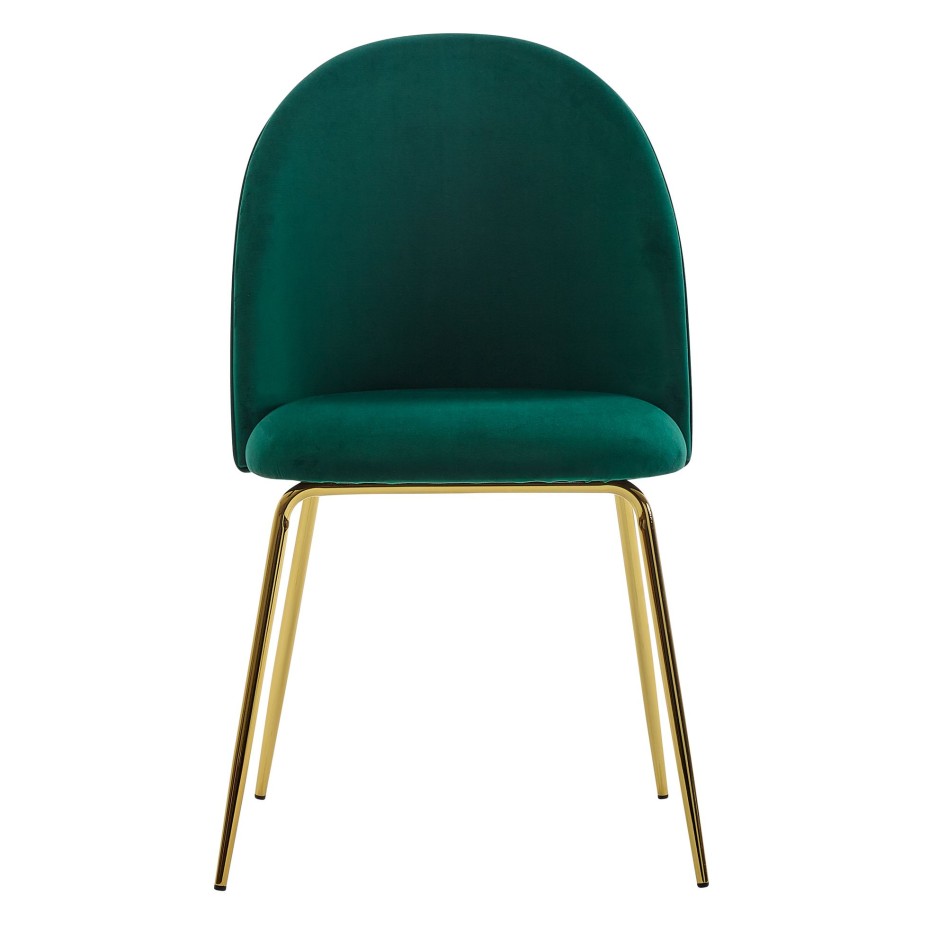 Juego de sillas de comedor de diseño de 2 terciopelo verde tapizado 