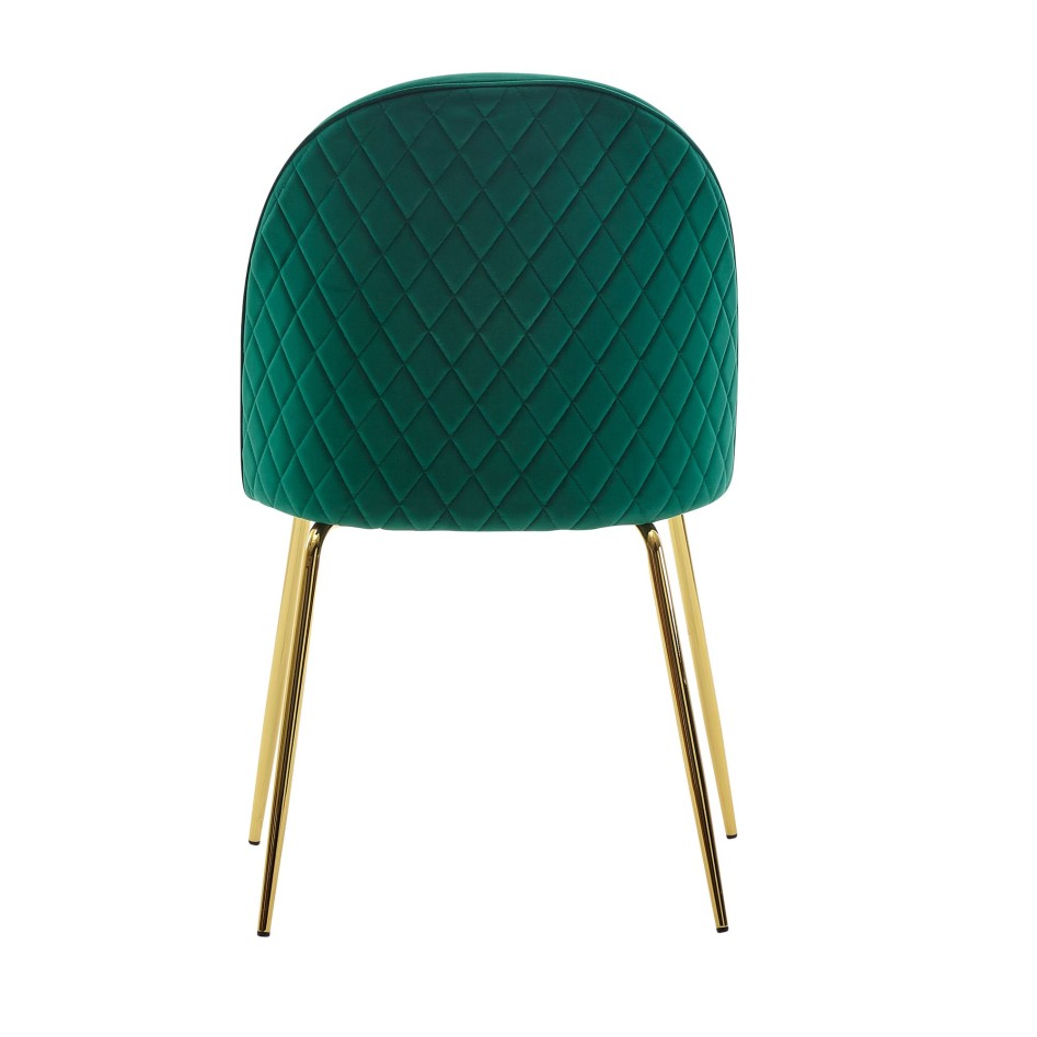 Juego de sillas de comedor de diseño de 2 terciopelo verde tapizado 