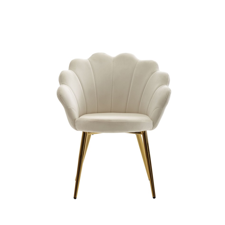 Silla de comedor terciopelo tapizado blanco