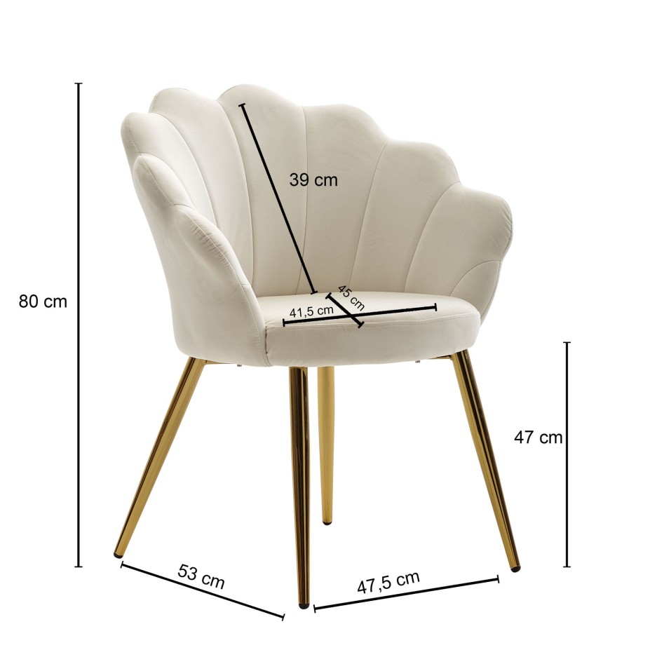 Silla de comedor terciopelo tapizado blanco