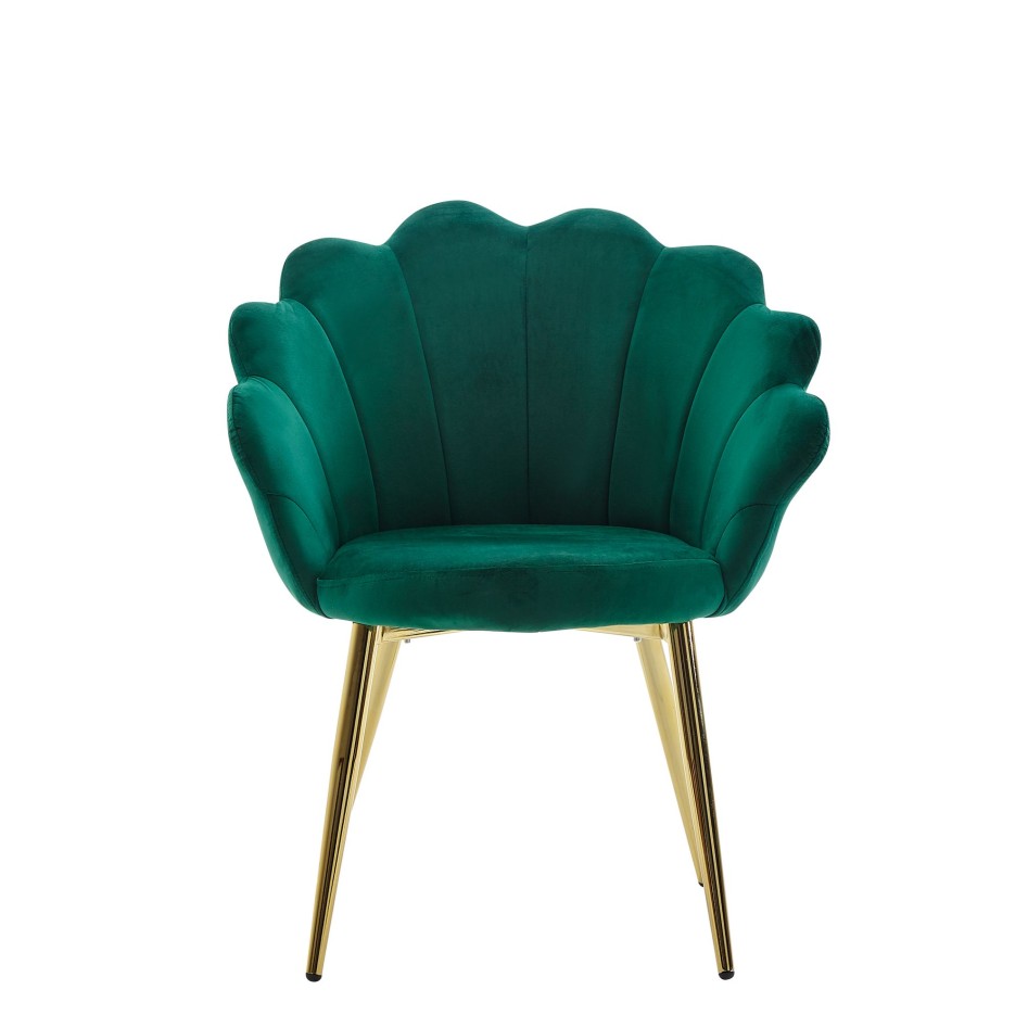 Silla de comedor terciopelo verde tapizada