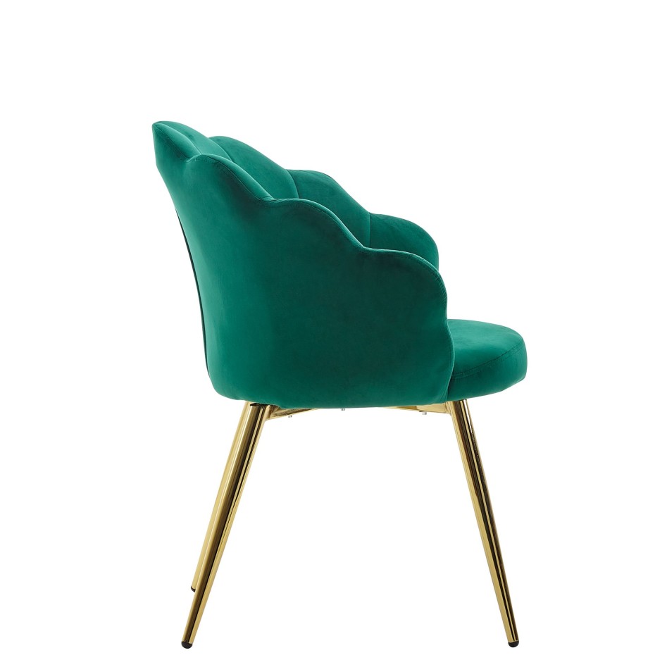 Silla de comedor terciopelo verde tapizada