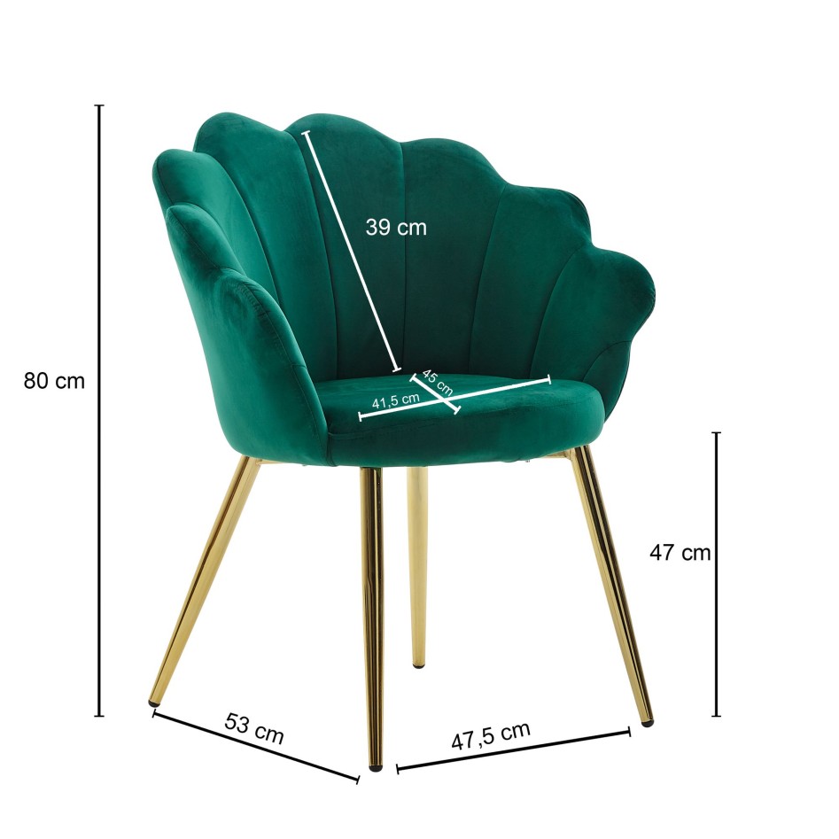 Silla de comedor terciopelo verde tapizada