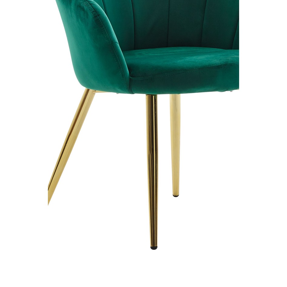 Silla de comedor terciopelo verde tapizada