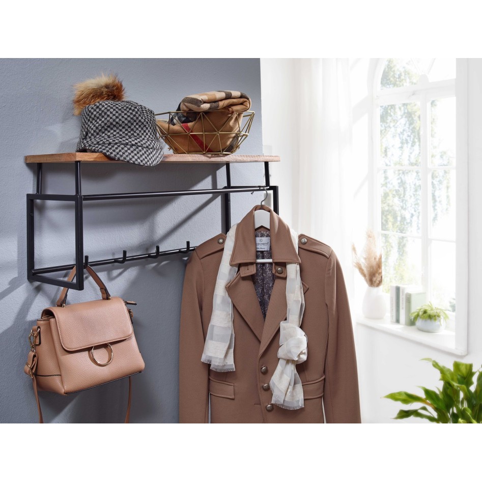 Armario de pared de diseño mango madera maciza metal 71x29x20 cm 