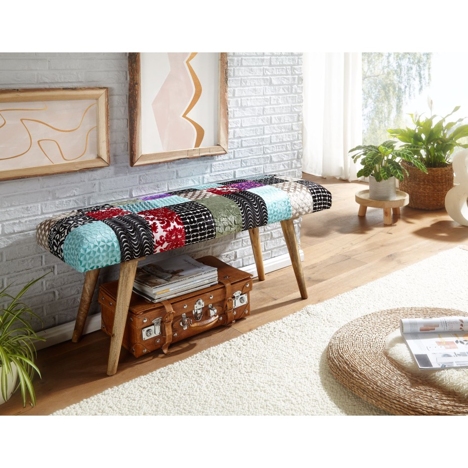 Banco de madera maciza multicolor 117x51x38 cm