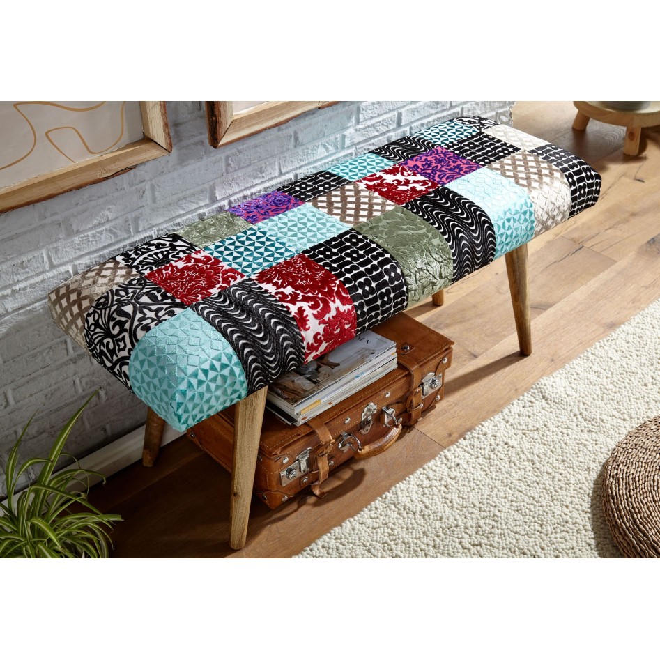 Banco de madera maciza multicolor 117x51x38 cm