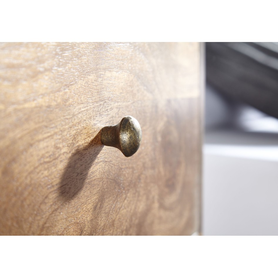 Mesita de noche mango madera maciza / metal 40x75,5x35 cm