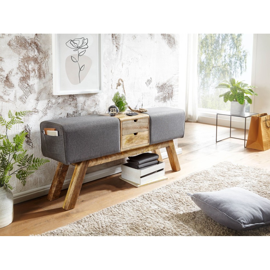 Banco gris con cajones 120x56x30 cm