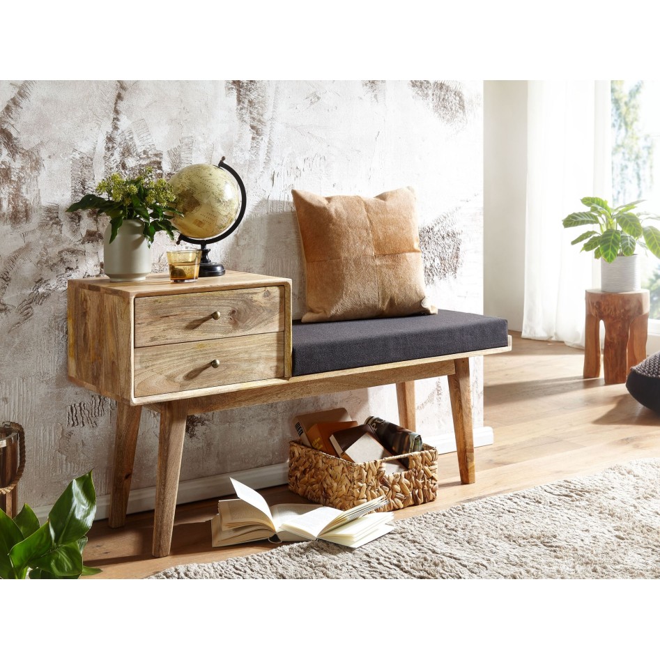 Banco de madera maciza 120x65x40 cm en estilo retro 