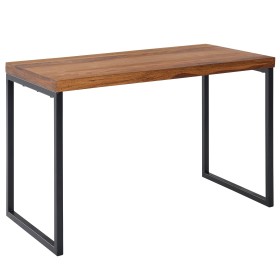 Escritorio madera maciza de sheesham / metal 117x59x76,5 cm mesa para ordenador | Mesa de oficina de diseño pequeña oscura | E