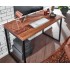 Escritorio madera maciza de sheesham / metal 117x59x76,5 cm mesa para ordenador | Mesa de oficina de diseño pequeña oscura | E