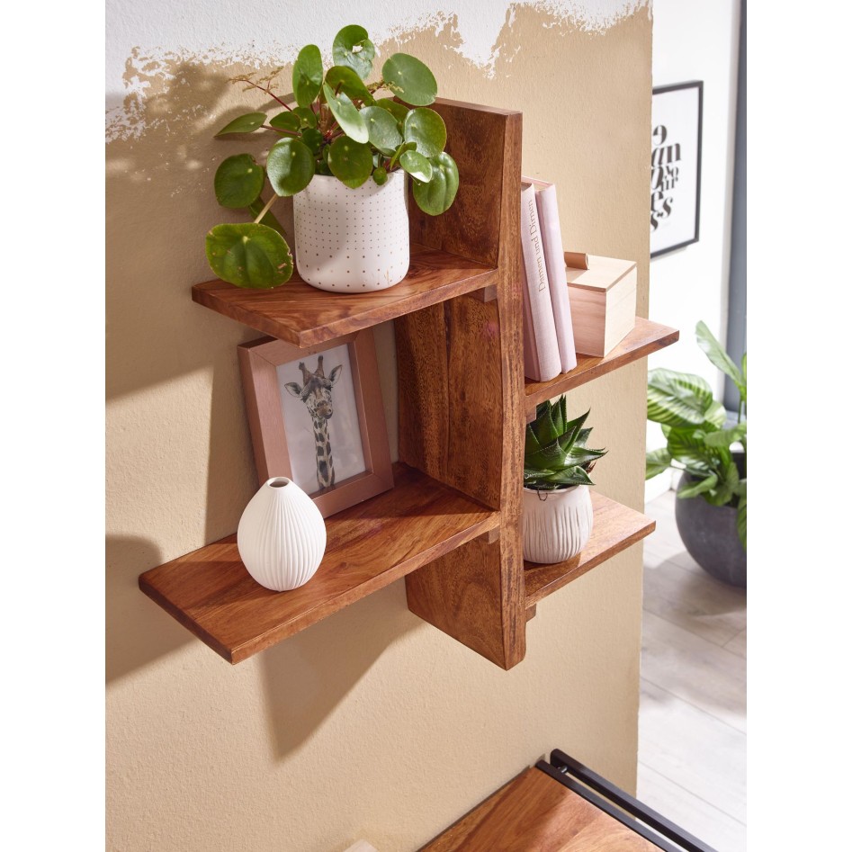 Estantería de pared 58x60x15 cm  Madera Maciza de Sheesham 