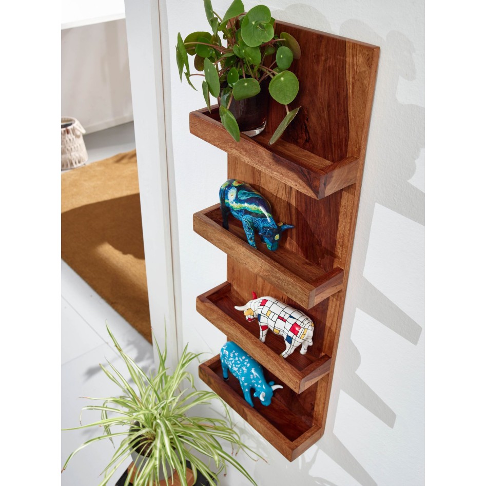 Estantería de pared 30x80x10 cm  Madera Maciza de Sheesham