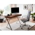 Escritorio  120x55x78 cm madera maciza de sheesham / metal cromo | Mesa de oficina de diseño con cajones | Mesa de ordenador po