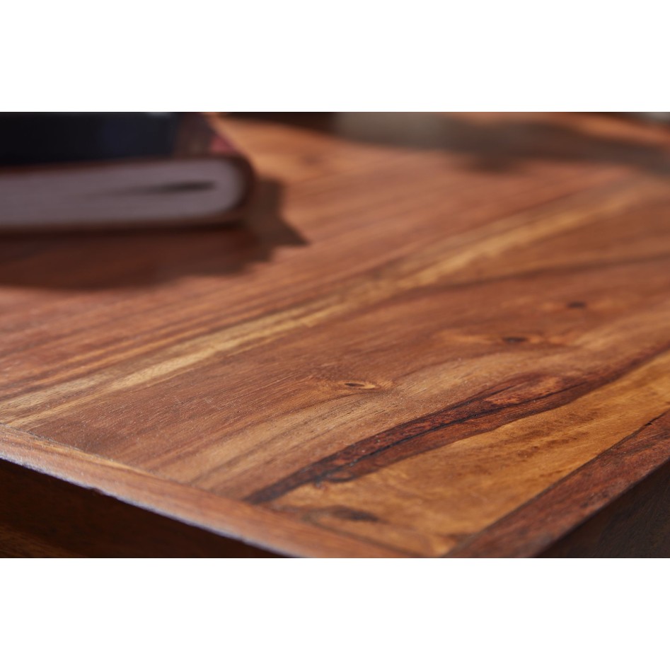 Escritorio  120x55x78 cm madera maciza de sheesham / metal cromo | Mesa de oficina de diseño con cajones | Mesa de ordenador po