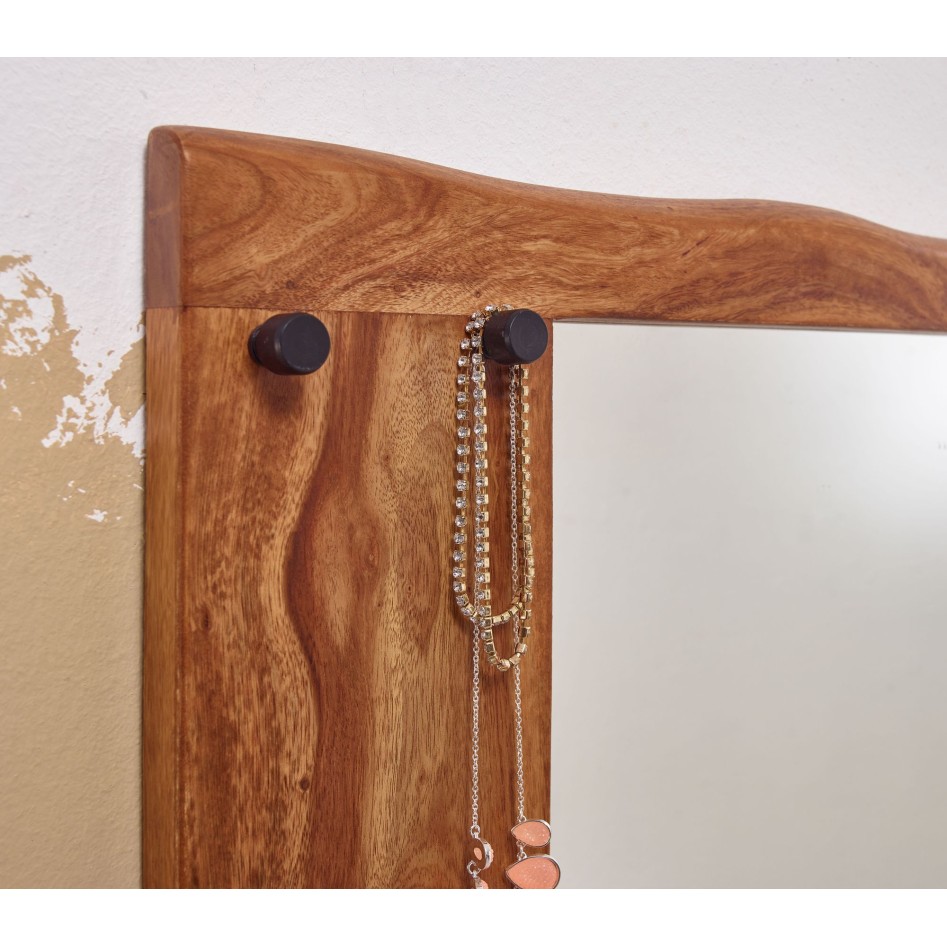Espejo Pasillo Madera Maciza de Sheesham 80x80x3 cm