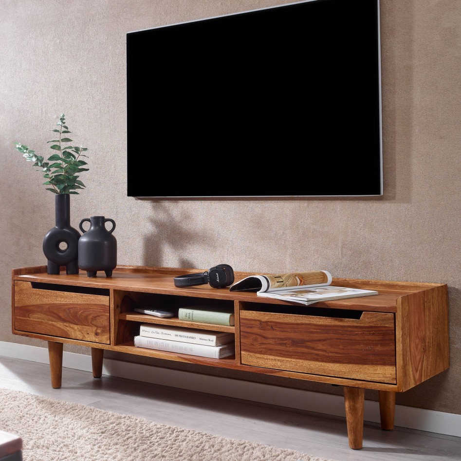 Mueble TV Sheesham Madera Maciza 145x43x35 cm 