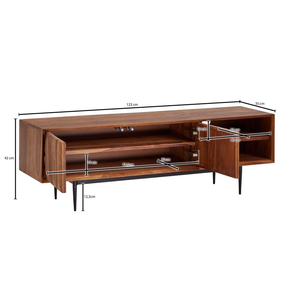 Mueble TV Sheesham Madera Maciza 123x42x35 cm 