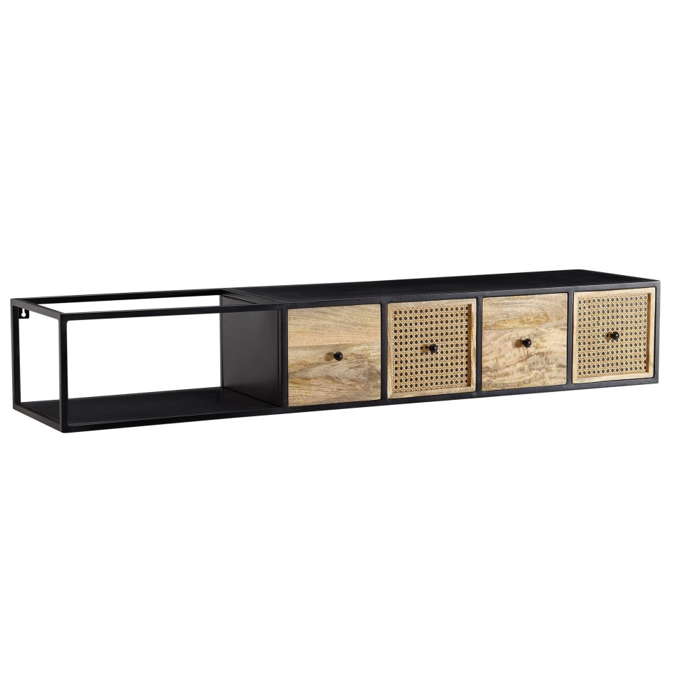 Mueble TV Lowboard Colgante Mango Madera Maciza / Metal 150x25x35 cm