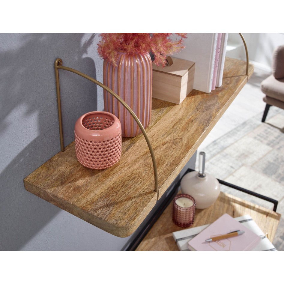 Estantería de pared 60x25x22 cm Madera maciza de mango y metal industrial 