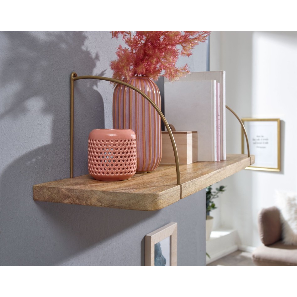Estantería de pared 80x25x22 cm  Madera maciza de mango y metal industrial