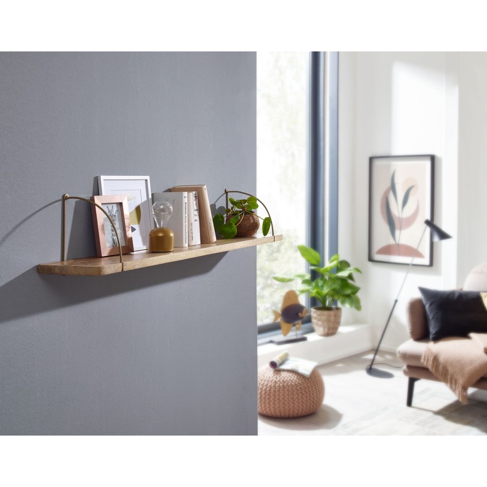 Estantería de pared 120x25x22 cm  Madera maciza de mango y metal industrial 