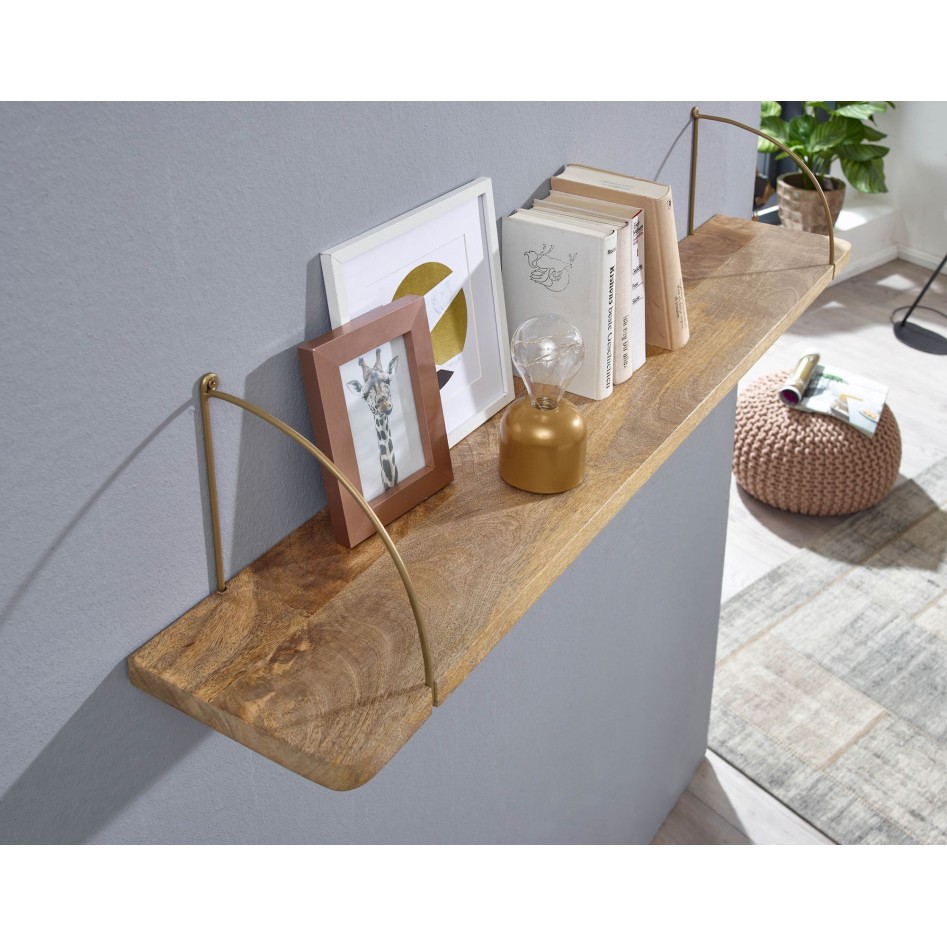 Estantería de pared 120x25x22 cm  Madera maciza de mango y metal industrial 