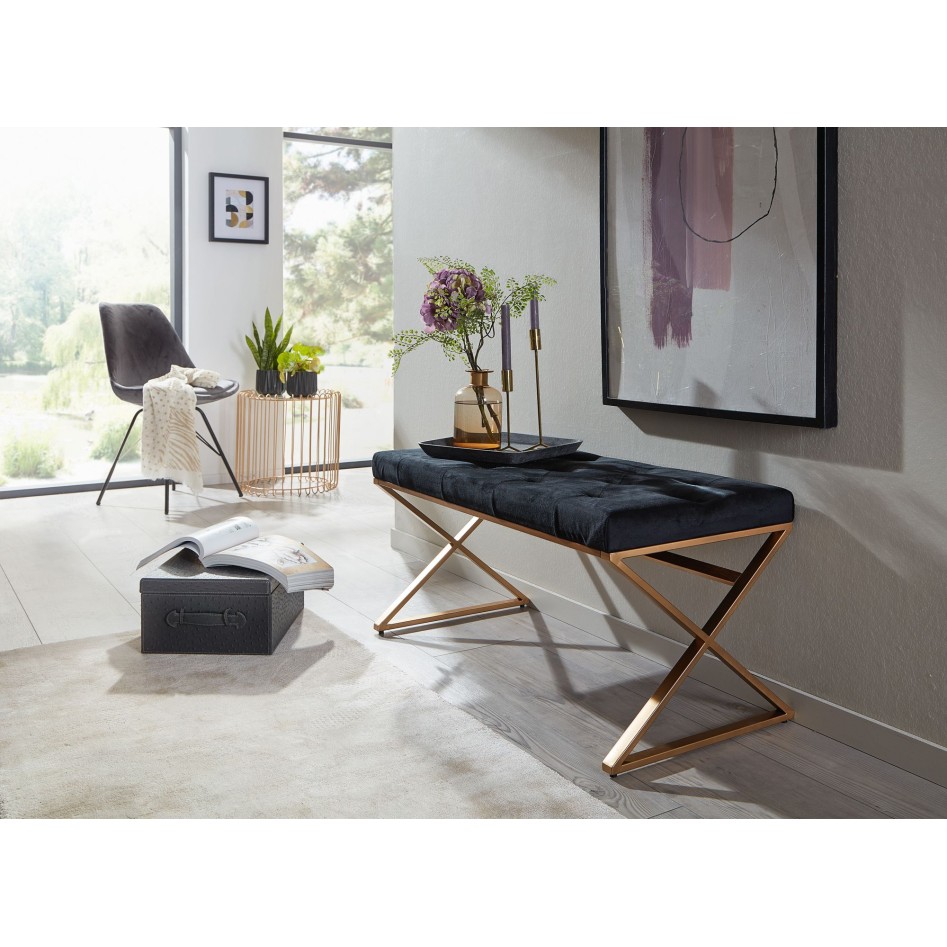 Banco de Terciopelo negro 90x46x44 cm  