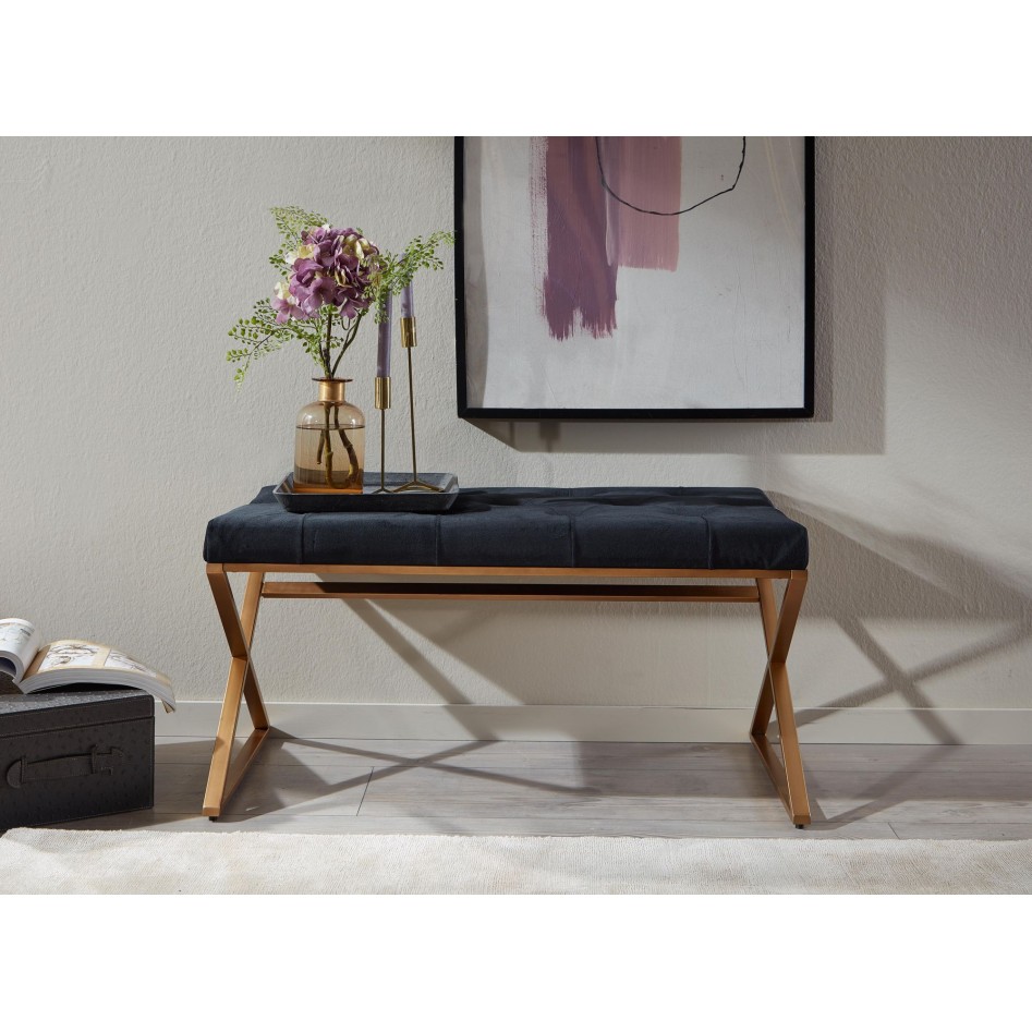 Banco de Terciopelo negro 90x46x44 cm  