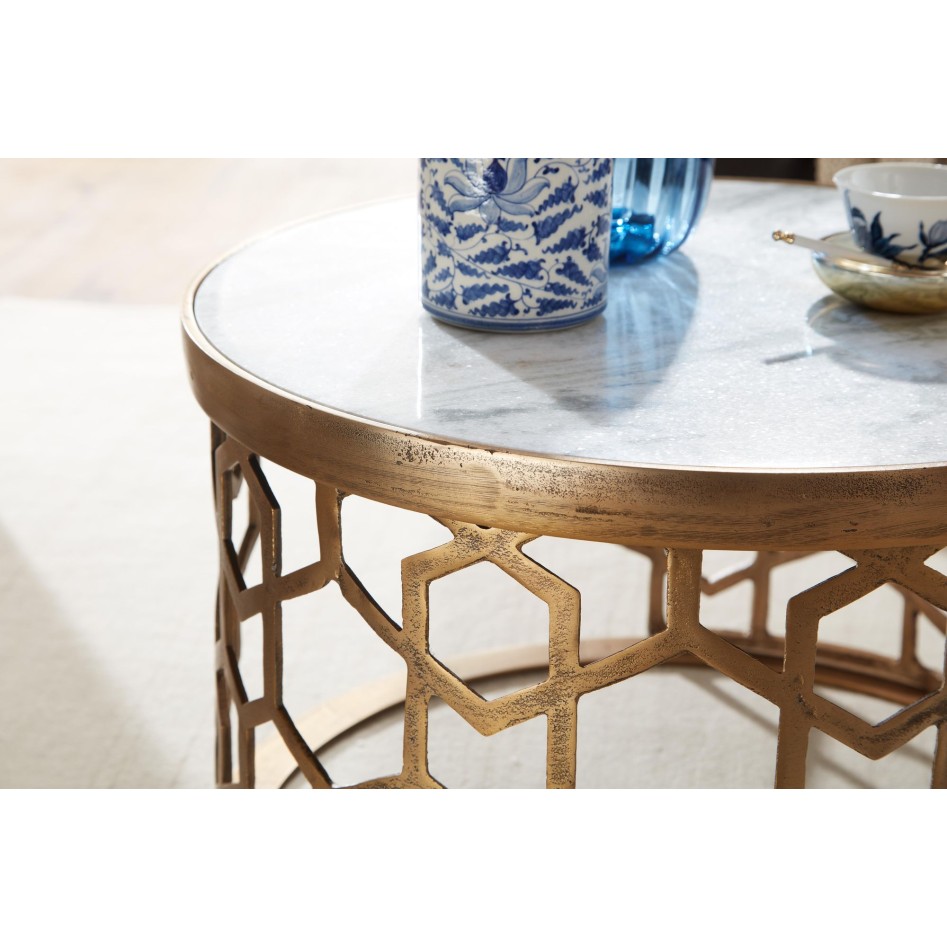 Mesa de Centro Redonda Blanco 60x60x36 cm