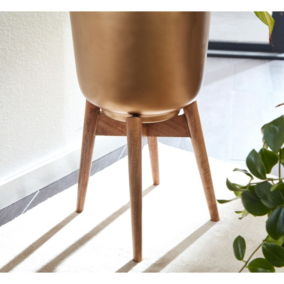 Juego de Maceteros de metal / Madera maciza dorado