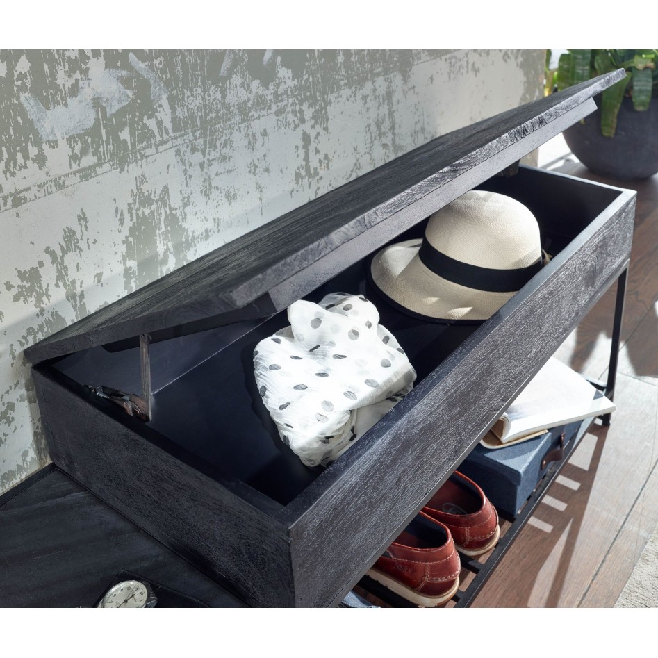 Perchero de madera maciza de mango negro 110 cm